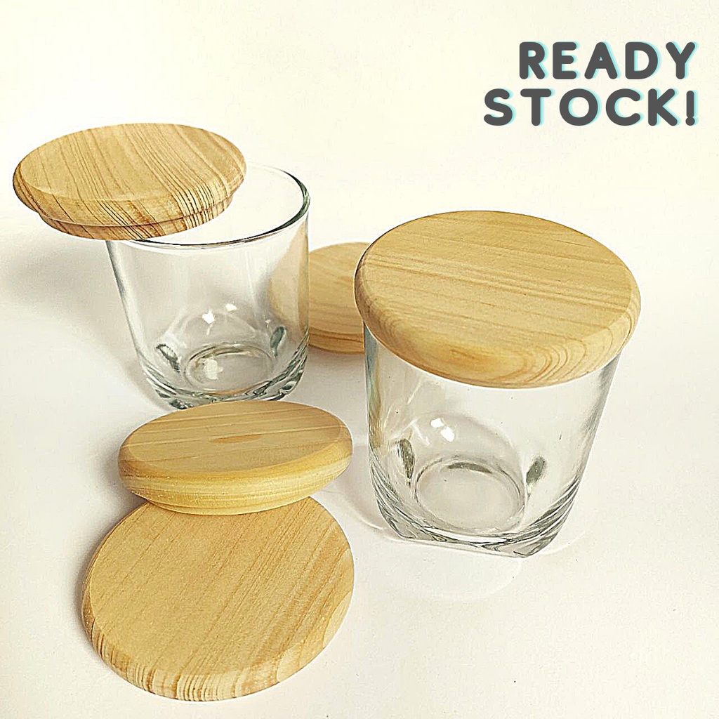 JAR GELAS LILIN, DLL (200ml) | BOTOL TOPLES KACA BELING TUTUP KAYU | WOODEN LID JAR