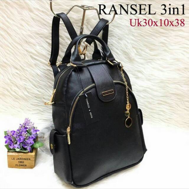 Tas Ransel Wanita Charles And Keith Ukuran Besar Untuk Kuliah Kerja Jalan Jalan Bagus Warna Hitam