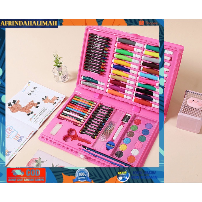 

[TERBARU] Stationery Set Pensil Crayon Cat Air Perlengkapan Sekolah Gambar COD - Merah Muda