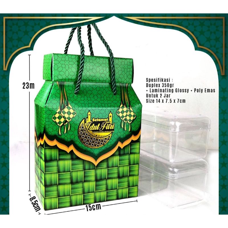 

box dus 2 toples kue lebaran dus toples 350g persegi panjang kue lebaran dus kue lebaran Idul Fitri
