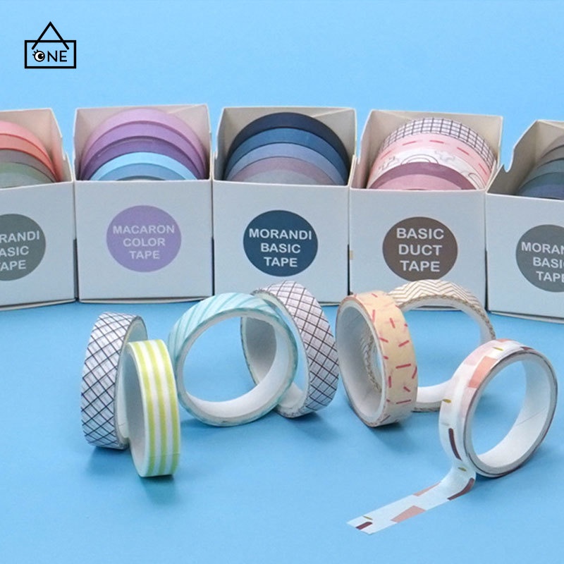 COD❤Selotip Warna Solid Kreatif  Buku Harian Scrapbooking Diy Dekorasi Washi Tape Setelan A one