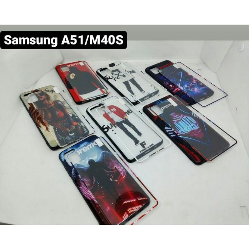 Fuze softcase Samsung A51 M40S motif supreme plus tempered glass 3D