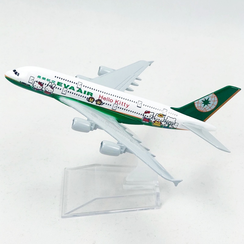 Miniatur DieCast Pesawat Tempur Hello Kitty Airbus 380 Bahan Metal Eva Ukuran 16CM Untuk Hadiah