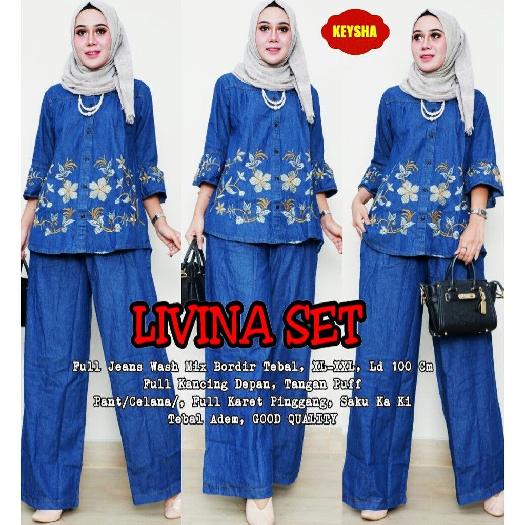 LIVINA SETELAN UKKY KULOT JEANS BR