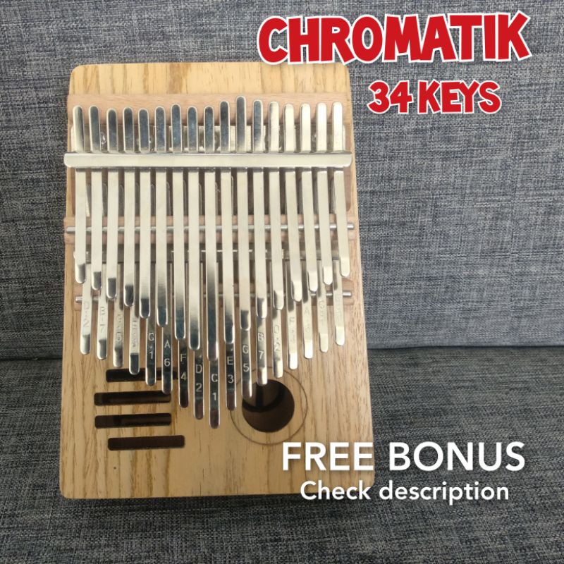 kalimba 34 keys chromatik super solid,kalimba double layer,kalimba kromatik