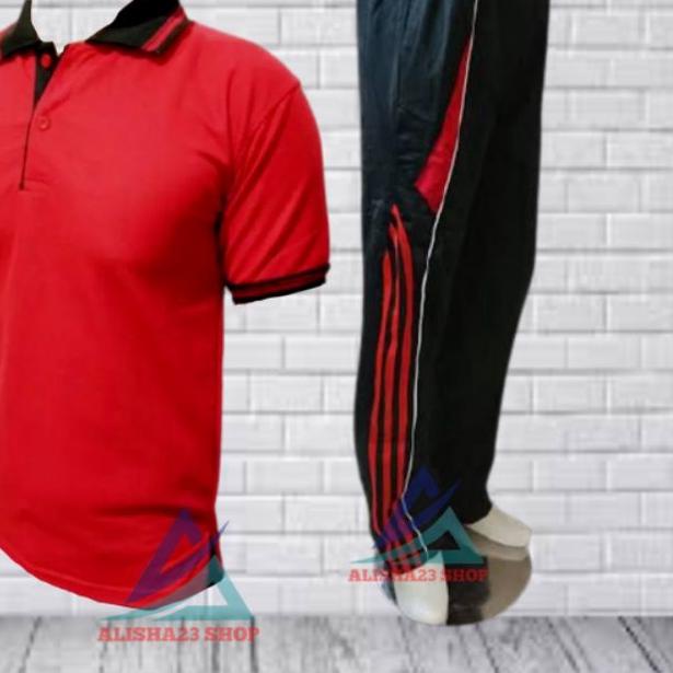 SETELAN BAJU KERAH LENGAN PENDEK STELAN TRAINING PRIA/WANITA KAOS BERKERAH POLO TANGAN PENDEK SETELA