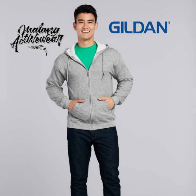 Jaket resleting polos impor Zip Hoodie Gildan Heavy Blend bisa sablon
