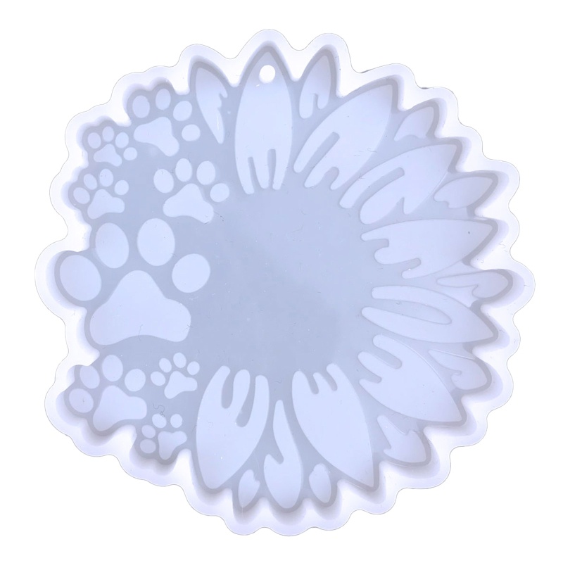 Siy Cetakan Resin Bentuk Telapak Kaki Anjingbunga Matahari Bahan Silikon Untuk Gantungan Kunciperhiasan