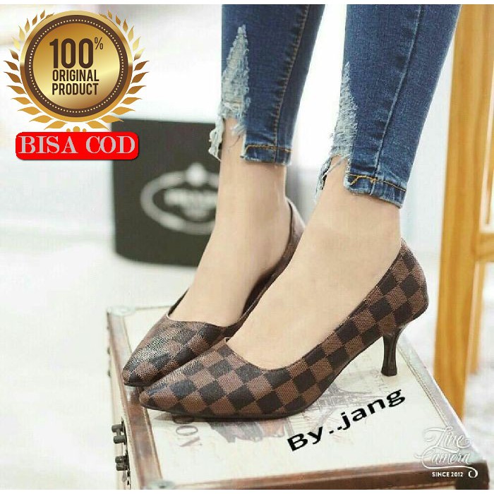 High Heals Wanita Cantik Sepatu Hak Wanita Ai538 Hak Tahuwanita A MW368  Lv PolosLv Polos - Coklat,