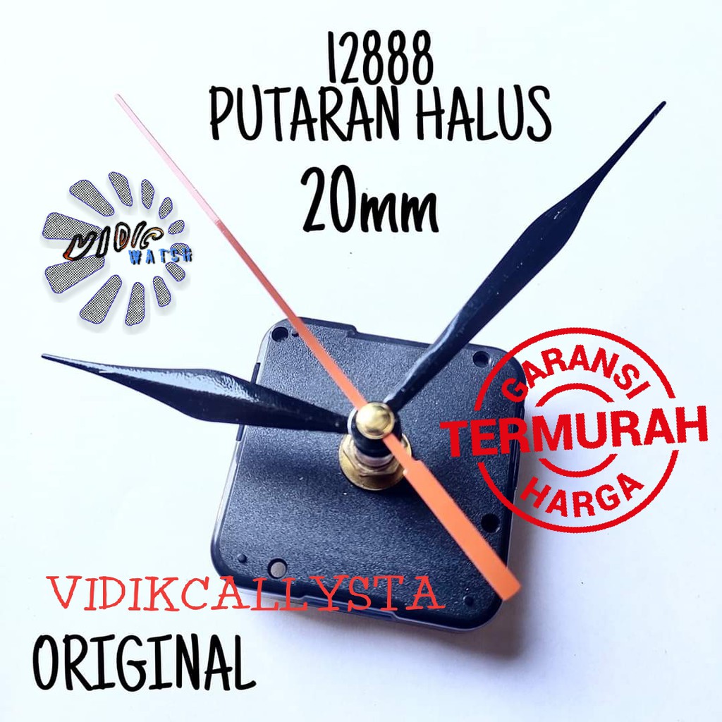 Original Mesin Jam Dinding 12888 Sweep Movement Hemat Batrei 20mm