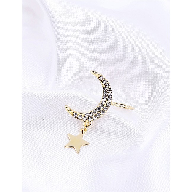 LRC Anting Jepit Fashion Five-pointed Star Pearl Geometric Pierced (1pcs) P9483