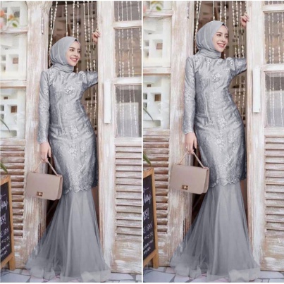 Baju Gamis Wanita Remaja Terbaru 2022 Model Kekinian Duyung Bahan Brukat Modern Pesta Kondangan Mewa