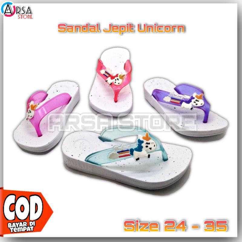 Sandal Jepit Unicorn Anak Perempuan / Sendal Capit Kuda Poni Anak Cewe / Kado Murah Untuk Anak 2021