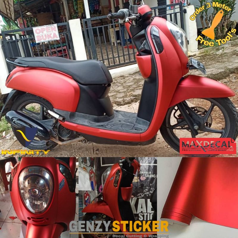 stiker skotlet merah satin metalik doff sticker merah chrome matt scotlite dop