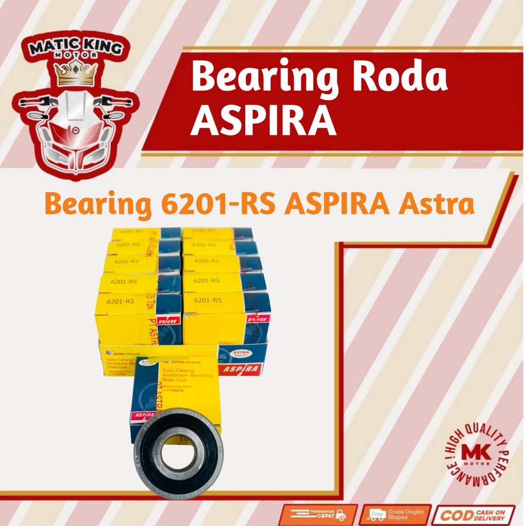 Bearing laher lahar pelor roda depan belakang 6201 RS Aspira Astra Otoparts