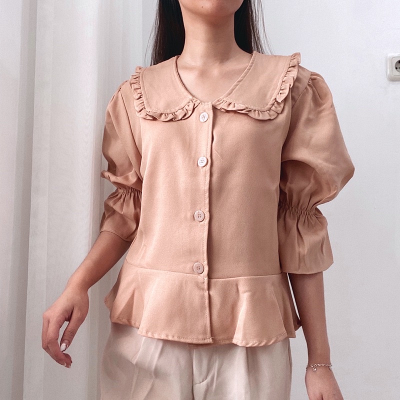 NA-BI Top Korean Collar Blouse Puffy Sleeves 0288-043