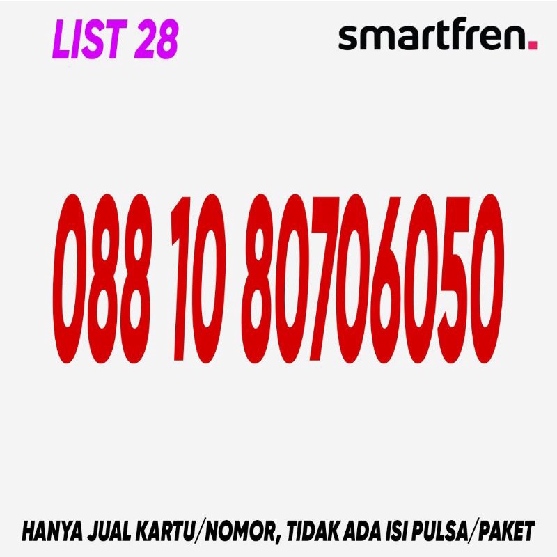 NOMOR CANTIK SMARTFREN PRABAYAR LIST 28
