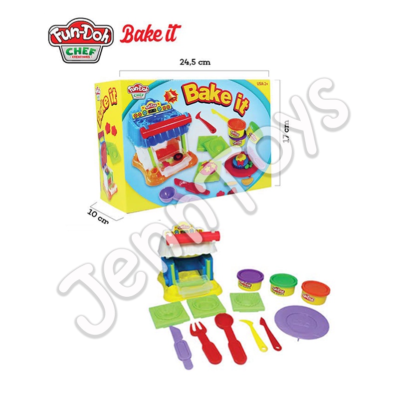 JennToys - Mainan Anak Perempuan Mainan anak Laki Laki FunDoh Mainan  edukasi Fun-Doh pretend play - Fun Doh BAKE IT