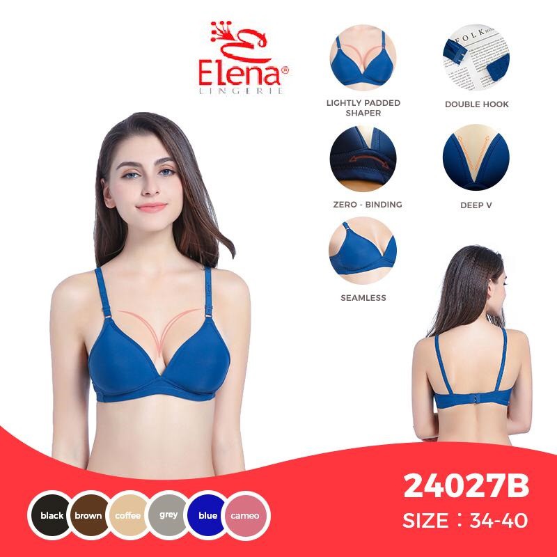 Bra Fashion Deep V - Busa Tipis &amp; Tanpa Kawat Cup B Elena 24027B / BH Basic Cup Medium Elena 24027 B