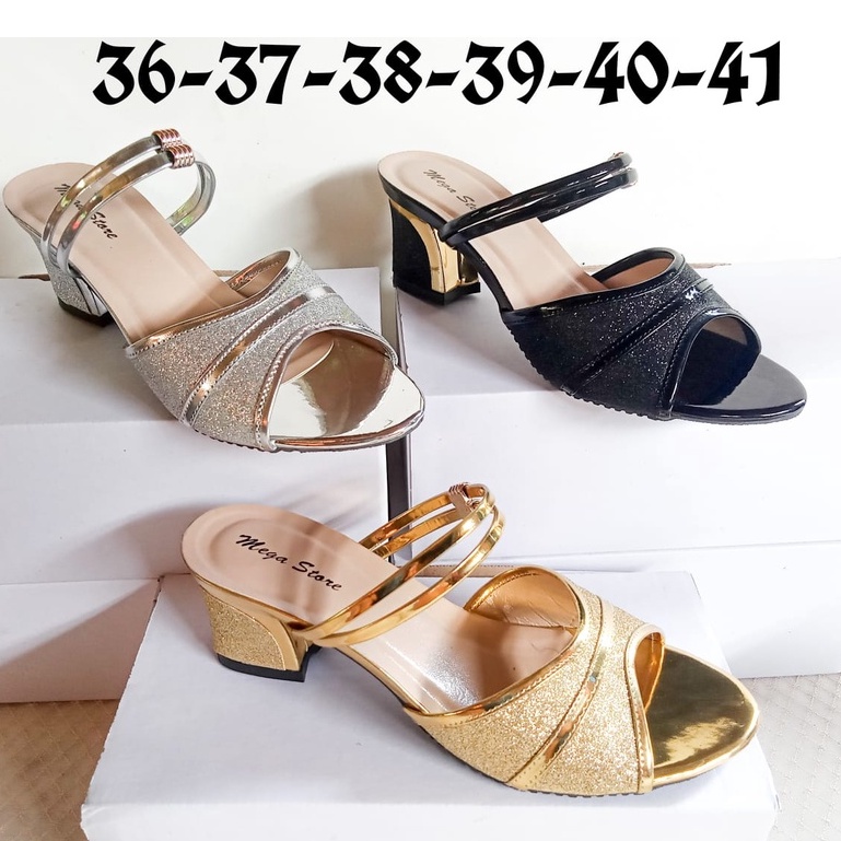 Sandal Wanita Chunky Heels Sendal Pesta Model Tali Sendal Hak Tahu 5 Cm KN 1
