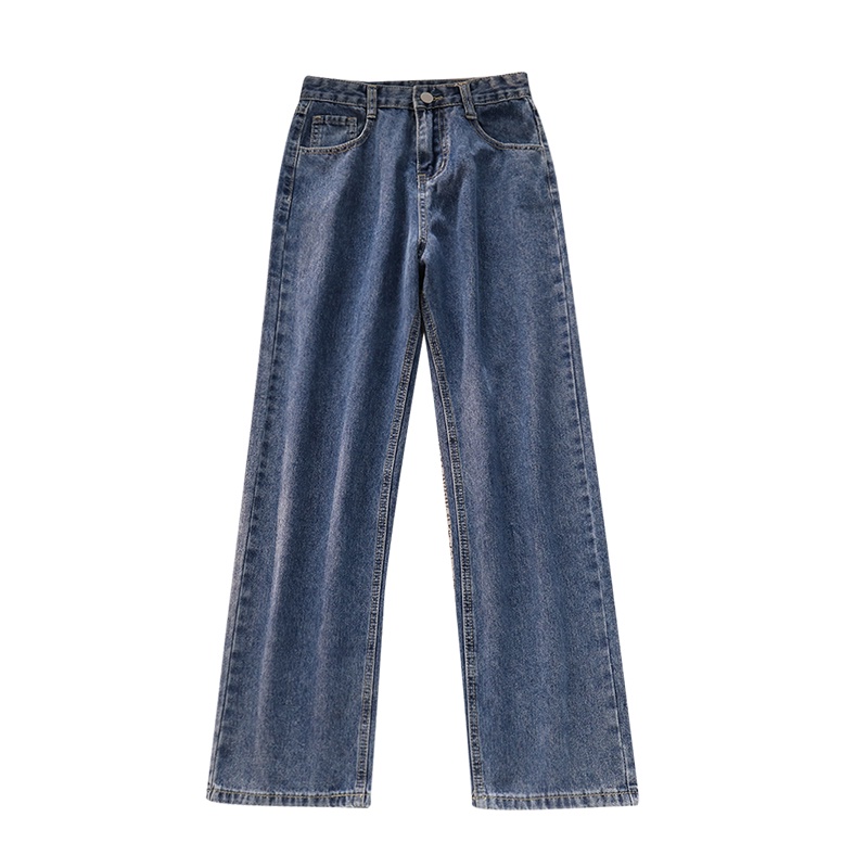 Jeans Wanita Pinggang Tinggi Vintage Biru--Highwaist Loose Kasual Jeans Wanita