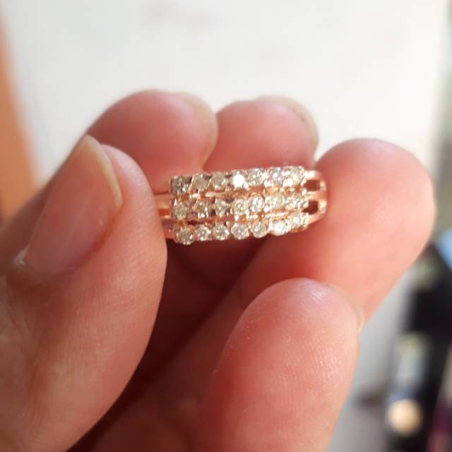 Berlian medan cincin baris3 rata