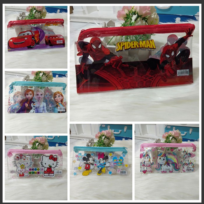 

tempat pensil trasparan krakter