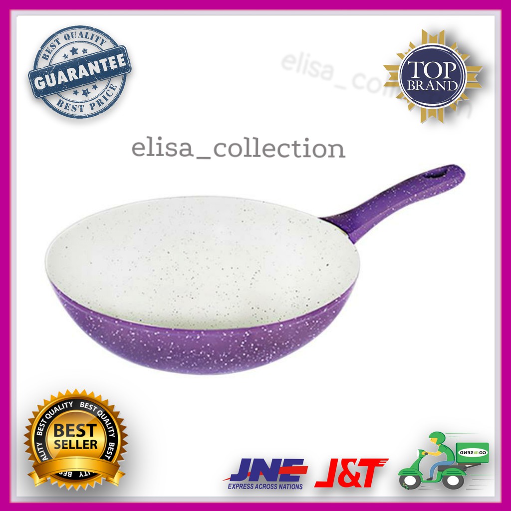 WOK PAN BOLDE 26CM KERAMIK  UNGU teflon  anti lengket wajan 