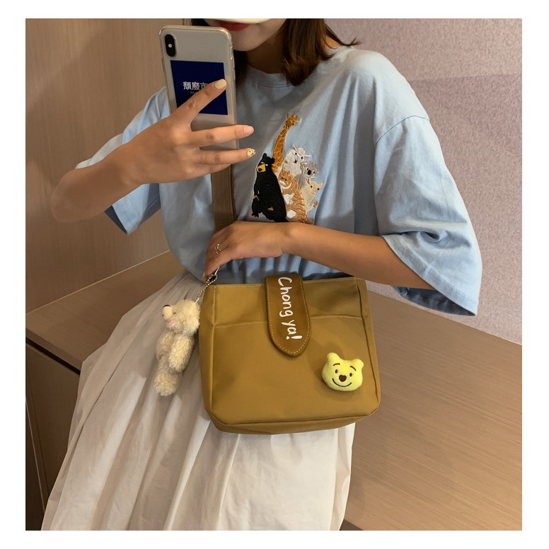 Retaily RY1418 Tas Kanvas Perempuan Korean Style Fashion Wanita Tanp Boneka