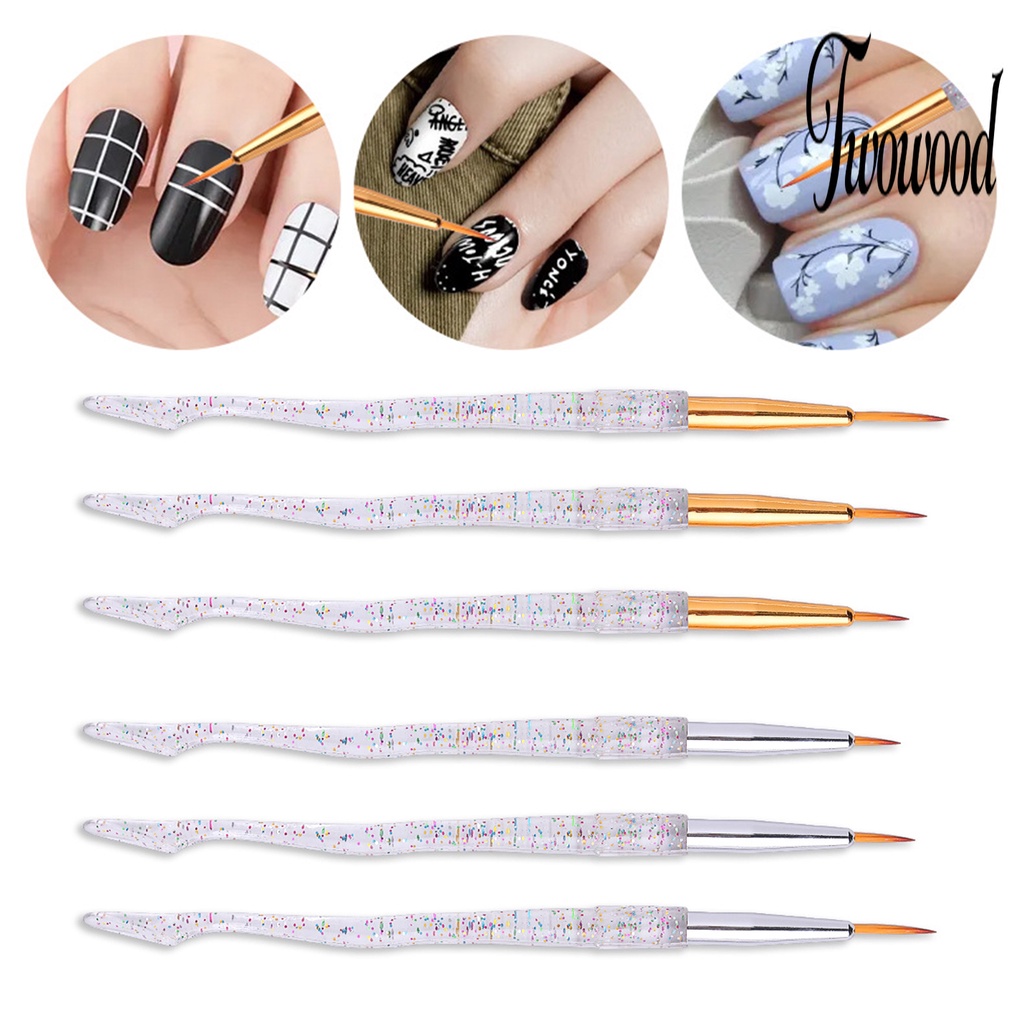Twowood 3Pcs / Set Brush Nail Art UV Gel Extension Bulu Lembut Ringan Untuk Wanita