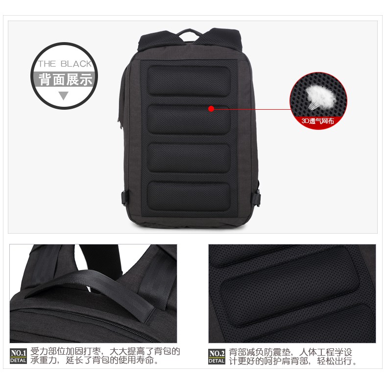 DTBG Business Travel Backpack Laptop Bag D8207W 15.6 Inch - Hitam