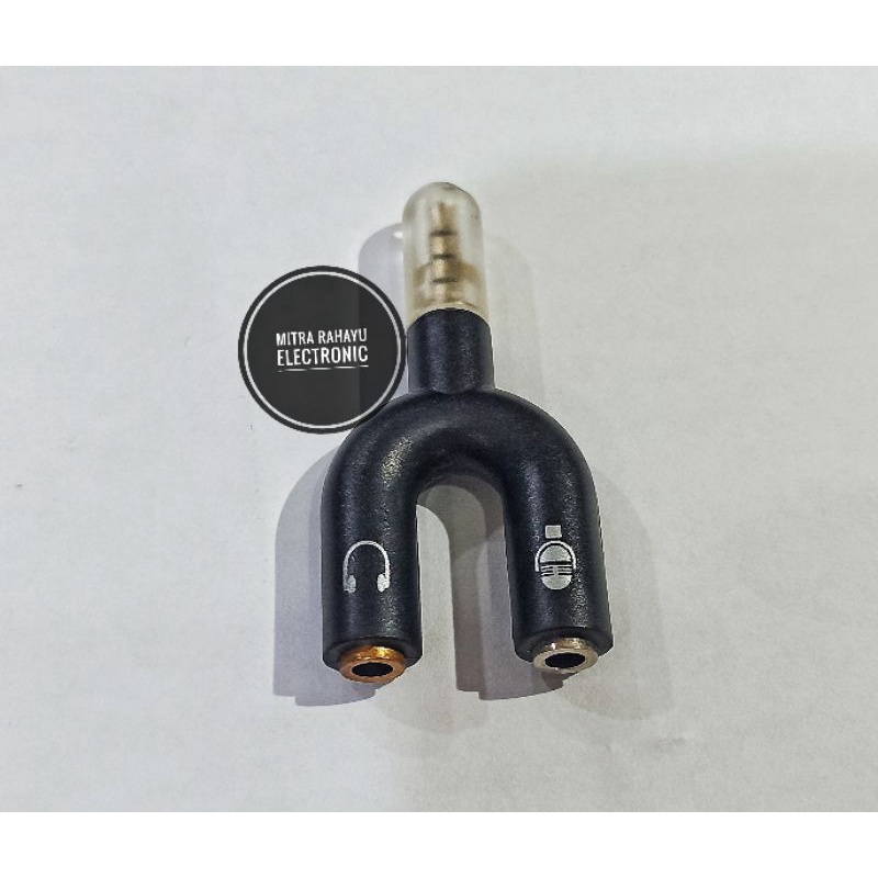 Audio Splitter Jack 3.5mm Bentuk U Splitter Mic Microphone Clip On