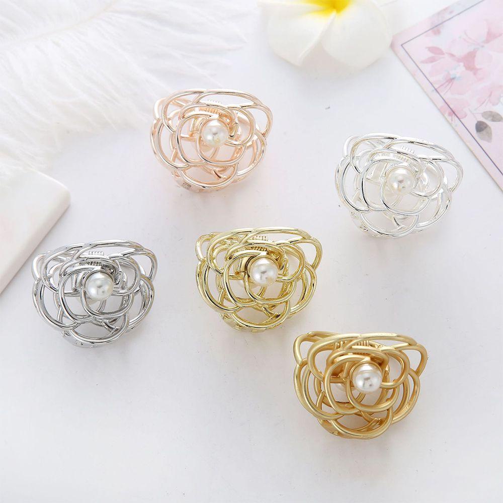 NEEDWAY Hair Claw Fashion Ladies Wanita Aksesoris Rambut Logam Mutiara Hiasan Kepala