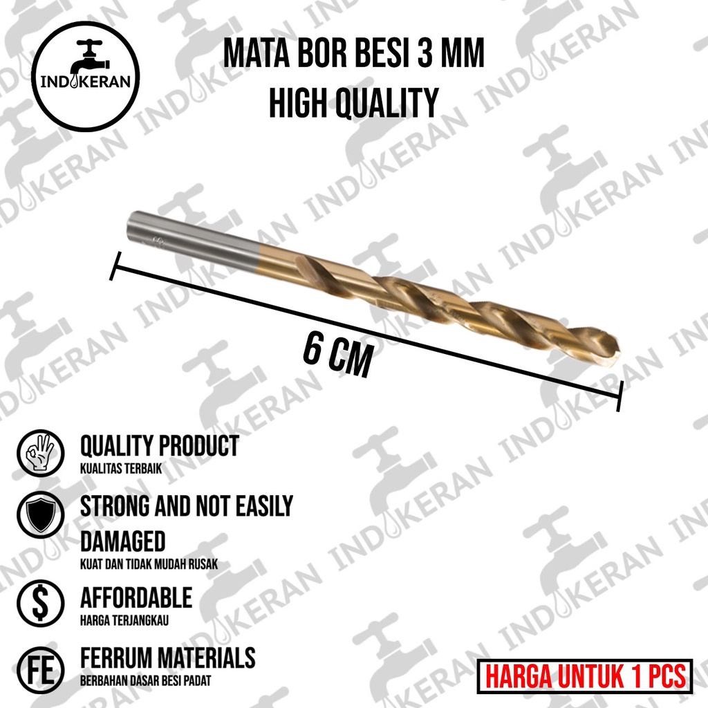 INDOKERAN - Mata Bor Besi - 3 mm - High Quality