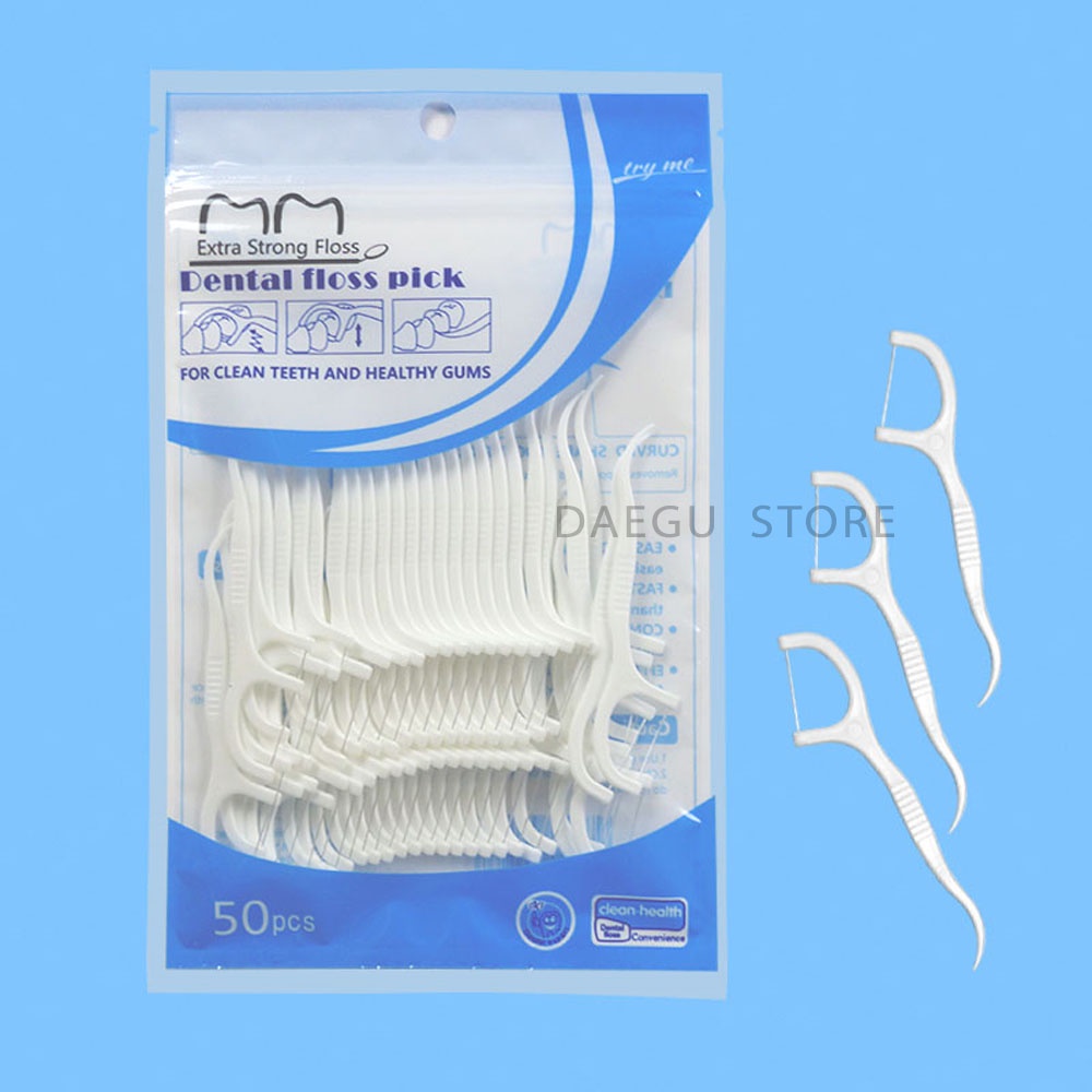 Tusuk Gigi Benang / Dental Floss Higienis Steril 1 Kantong isi 50 pcs