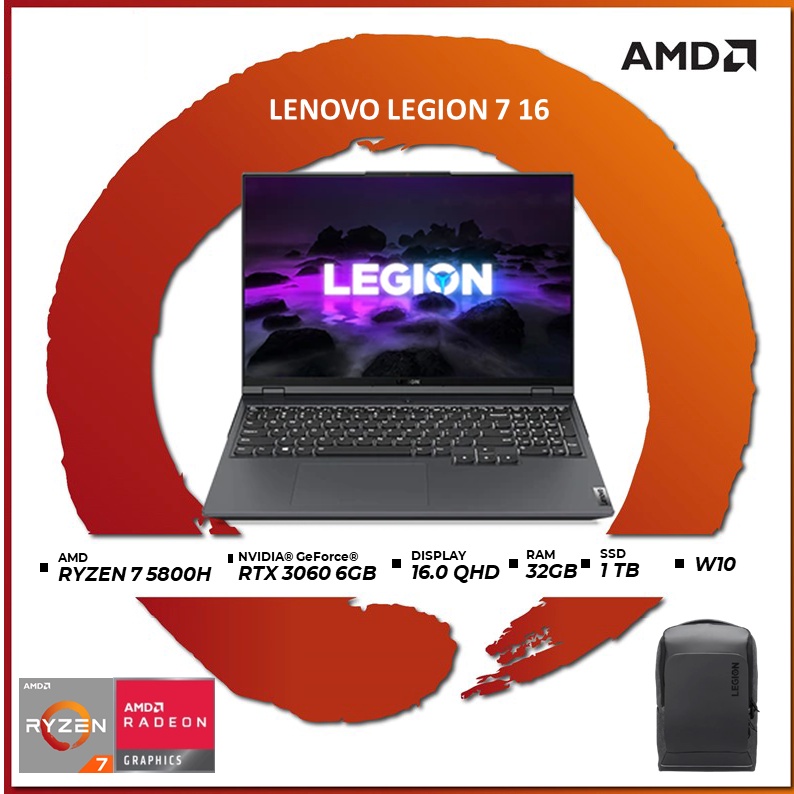 Lenovo Legion 7 16 GeForce RTX™ 3060 - AMD Ryzen 7 5800H 32GB 1TBSSD