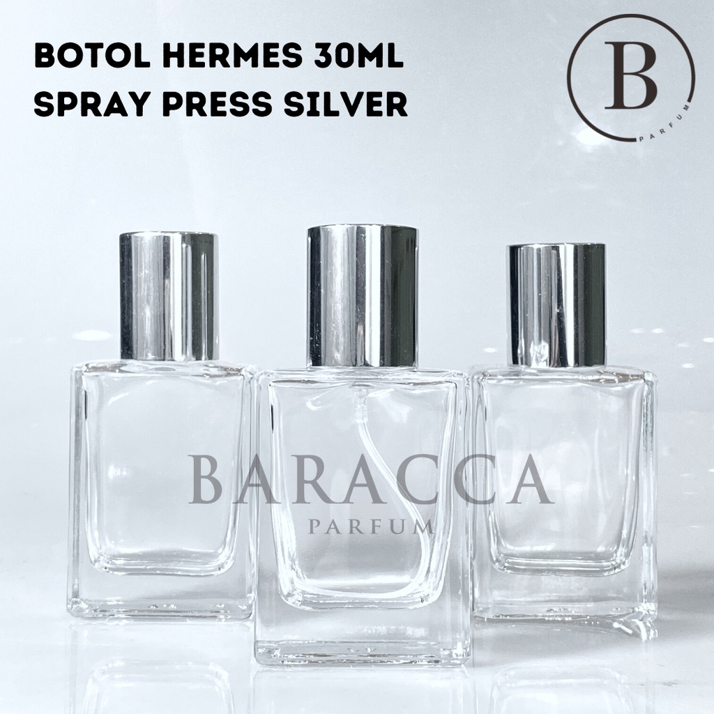 Botol Parfum Hermes 30ML Press Silver - Botol Parfum Kosong Hermes - Botol Hermes 30ML