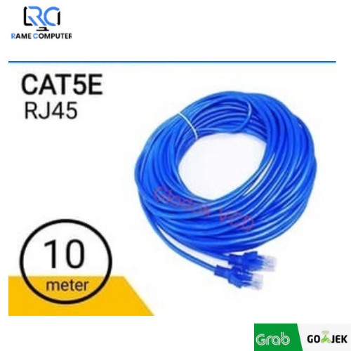 Kabel LAN dengan Kepala Konektor RJ45 yang sudah terpasang. Praktis da