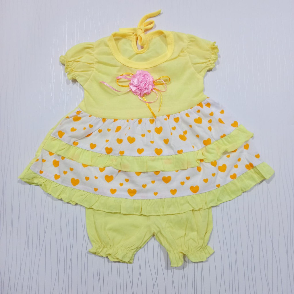 setelan pakaian dress anak perempuan usia 0-12 bulan motif bunga