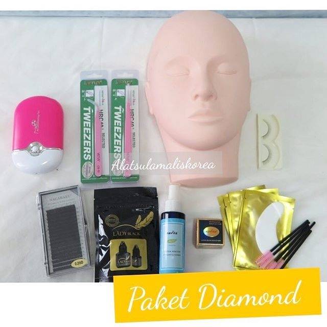 Paket Tanam Bulumata Eyelash Extension Diamond lengkap dengn manekin