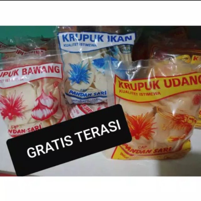 

SALE Krupuk bawang,udang,ikan pandan sari 200gram