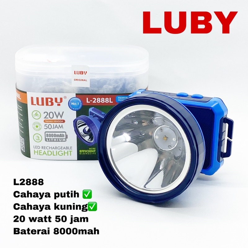 senter kepala luby 20 Watt tahan lama L- 2888 baterai 8000mah Luby L- 2888L / L- 2888K head lamp