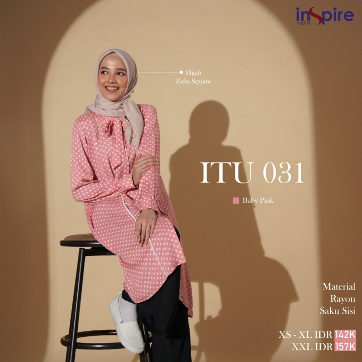 BISA COD - Inspire ITU 031 Baju Tunik Wanita Muslimah Terbaru 2021 Atasan motif Polkadot