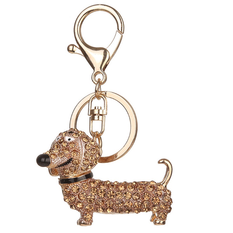 SIY  Bling Dog Dachshund Keychain Handbag Purse Pendant Car Holder Key Ring Jewelry