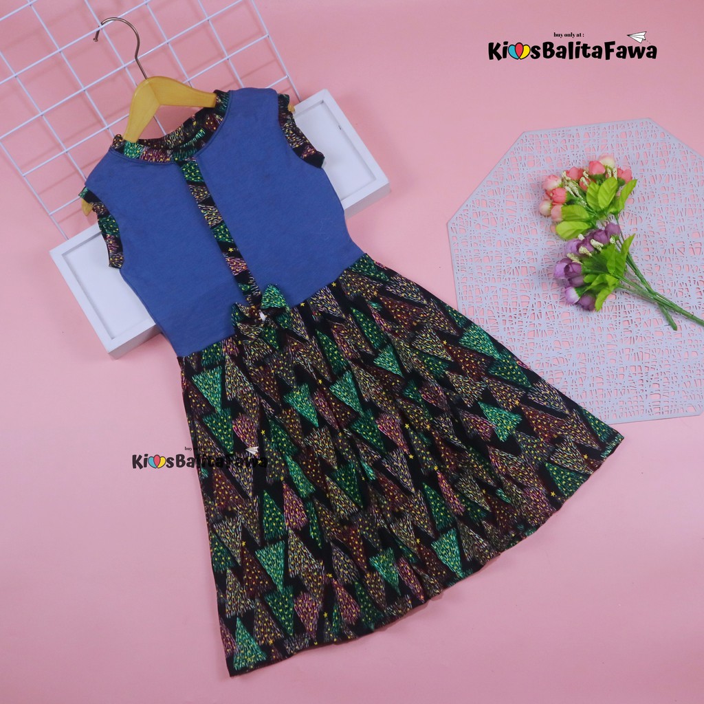 Dress Lala uk. 7-8 th / Baju Dress Anak Perempuan Cewek  Yukensi Dress Batik Murah