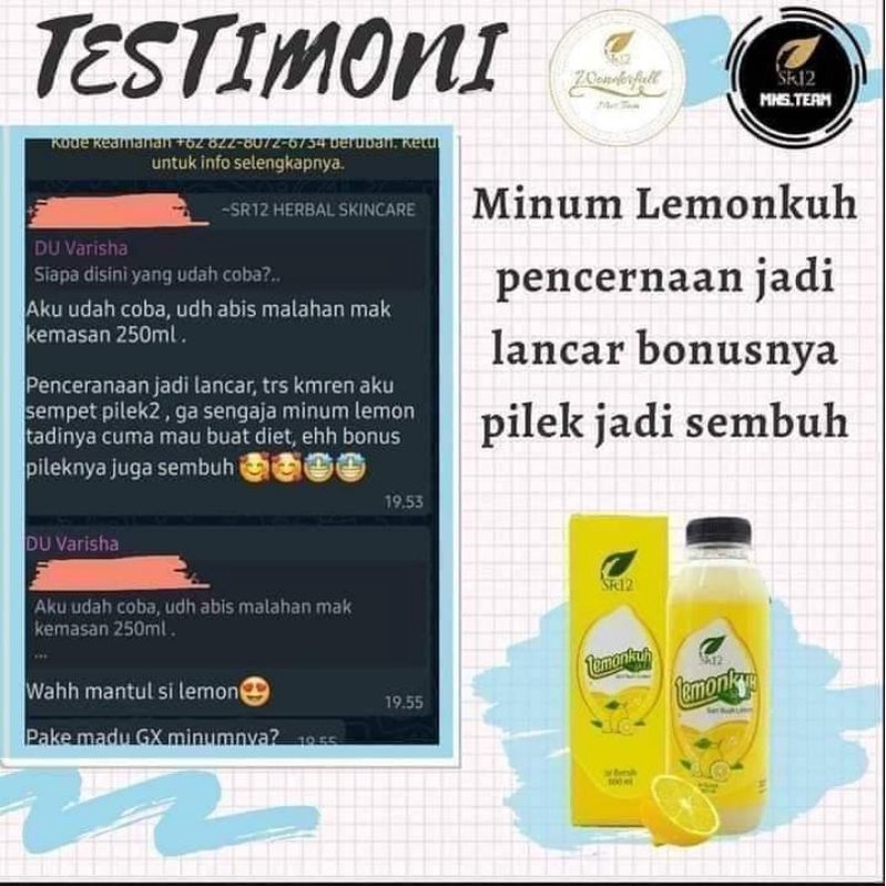 

PRODUK SR12 LEMONKU SARI BUAH LEMON ASLI