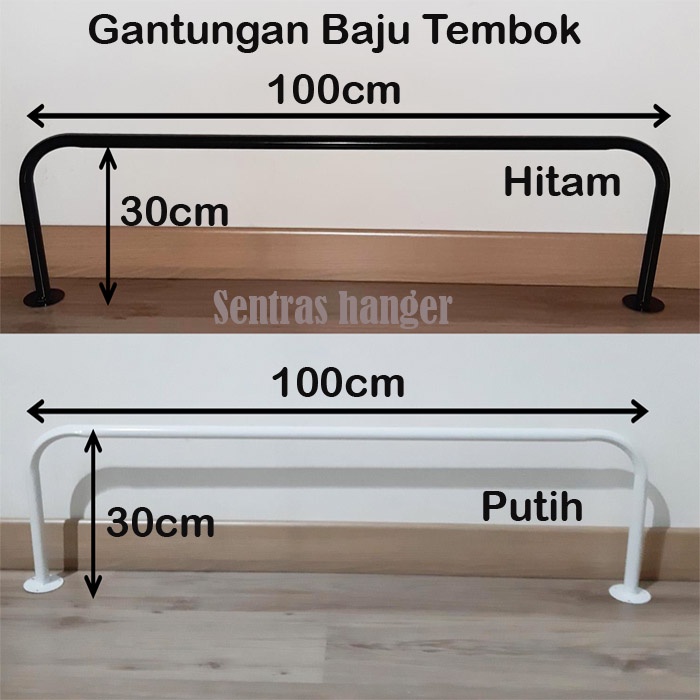 Gantungan Baju Dinding 100cm, Bahan Besi