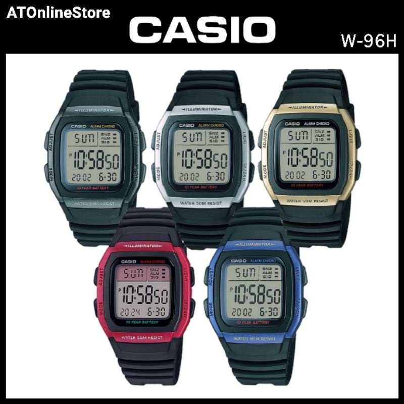 Jam Tangan Casio General W-96H 1AV 1BV 2AV 4AV 9AV Digital ORIGINAL Garansi Resmi