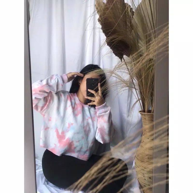 SWEATER CROP TIE DYE MURAH