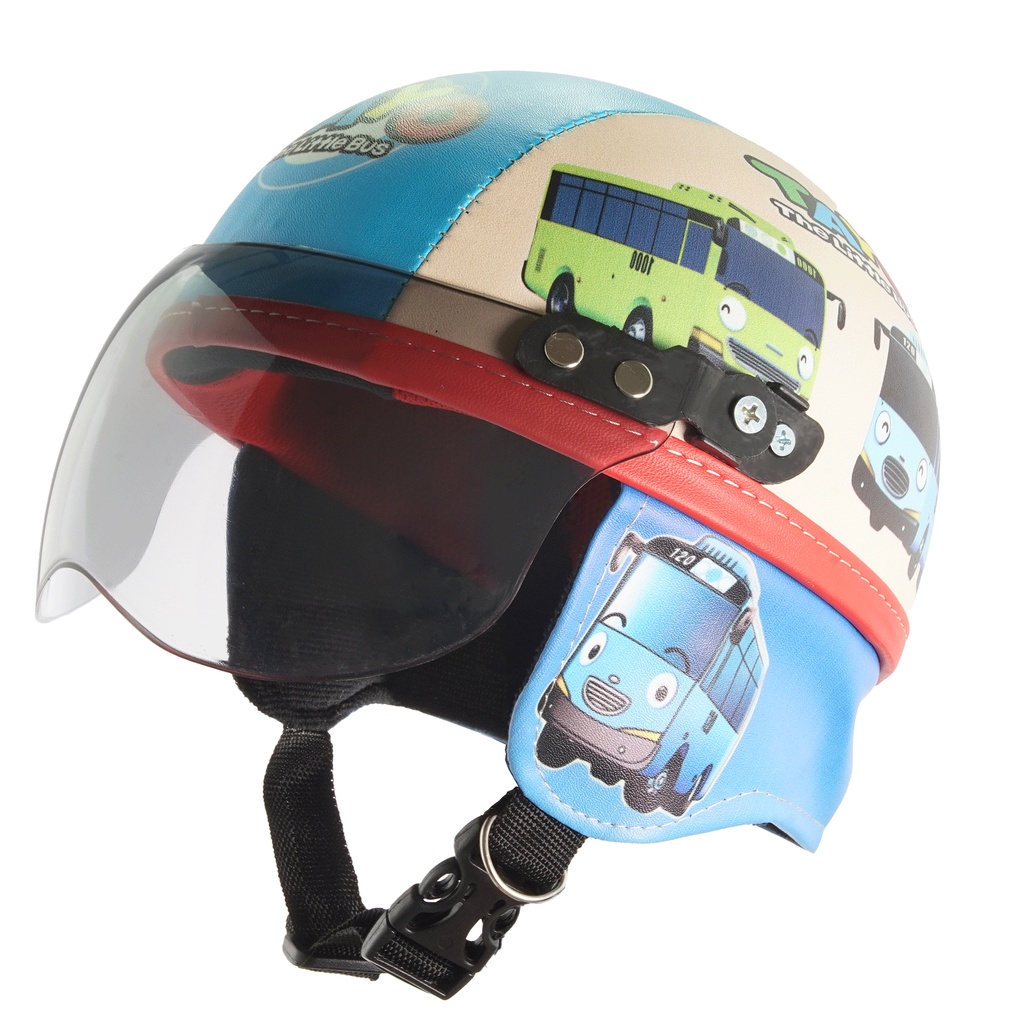 Helm Anak Untuk Usia 1-4 Tahun Motif Tayo - Cream Biru